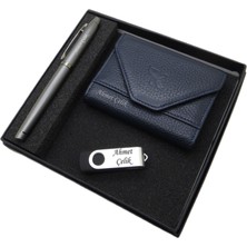 Signator D338 Isme Özel Set - Deri Kartlık + 32GB. USB Bellek  + Kalem Seti | Isme Özel Hediyelik Set