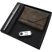 Signator D335  İsme Özel Set - Deri Kartlık + 32GB. USB Bellek  + Kalem Seti | İsme Özel Hediyelik Set