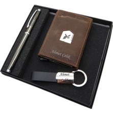 Signator D320 İsme Özel Set - Deri Kartlık + Anahtarlık  + Kalem Seti | İsme Özel Hediyelik Set