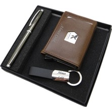 Signator D318 İsme Özel Set - Deri Kartlık + Anahtarlık  + Kalem Seti | İsme Özel Hediyelik Set
