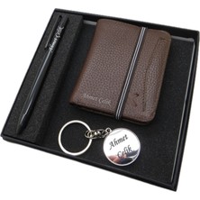 Signator D331 İsme Özel Set - Deri Kartlık + Anahtarlık  + Kalem Seti | İsme Özel Hediyelik Set