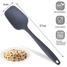 Viarella Silikon Kaşık Seti 4lü Büyük Boy Yanmaz Yapışmaz Çizmez  Mor-Fuşya-Gri-Kırmızı 27cm 27cm