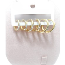 Vitrin Accessories Çelik Küpe 3'lü Zirkon Taşlı Halka Model 1-2 Mm Kaliteli Çelik Altın Sarısı (Gold)