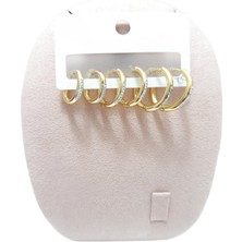 Vitrin Accessories Çelik Küpe 3'lü Zirkon Taşlı Halka Model 1-2 Mm Kaliteli Çelik Altın Sarısı (Gold)