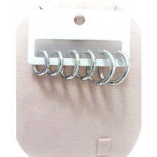 Vitrin Accessories Çelik Küpe 3'lü Zirkon Taşlı Halka Model 1-2 Mm Kaliteli Çelik Gümüş (Silver)