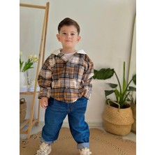 Narin Kids Bayramlık Kot Pantolonlu Oduncu Gömlekli Erkek Çocuk Alt Üst Takım