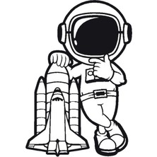 Astronot Temalı Oto Motor Laptop Duvar Folyo Sticker 20X30 cm