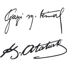 Gazi M.kemal Imza Sticker, Atatürk Imza Sticker, Ikili Imza, 30X14 Cm, Oto Sticker, Arma,