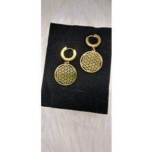 Stainless Steel Badelis Çelik Plaka Model Gold Küpe