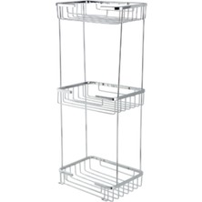 Çelik Banyo Paslanmaz Pirinç Taci Üçlü Süngerlik 22X15cm Sabunluk Şampuanlık