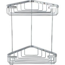 Çelik Banyo Paslanmaz Pirinç Efe İkili 18X18cm Sabunluk Şampuanlık ve Köşe Süngerlik