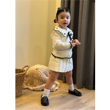 La Luna Kidz Kız Çocuk Kurdeleli Etekli Triko Takım