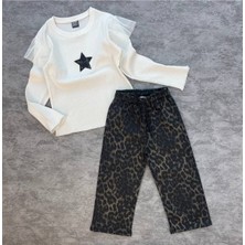 La Luna Kidz Kız Çocuk Leopar Pantolonlu 2li Takım