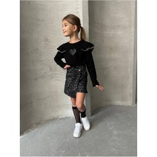 La Luna Kidz Kız Çocuk Leopar Şort Etekli 2li Takım