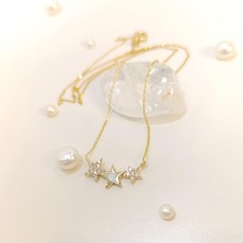 Üç Yıldızlı Kolye 14 Ayar Altın 4K Videolu