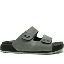 ALC Gri Siyah Çift Cırtlı Soft Anatomik Comfort Terlik