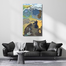 Artarilion Kanvas Tablo Yüzüklerin Efendisi Haritası Dijital Baskı Kanvas Tablo Dizi Film Tablosu