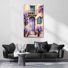 Artarilion Kanvas Manzara Mor Kapı Çiçekler Kanvas Hd Dijital Baskı Tablo Salon Tablosu