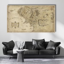 Artarilion Kanvas Tablo Yüzüklerin Efendisi Haritası Dijital Baskı Kanvas Tablo Oyuncu Odası Dizi Film Tablosu