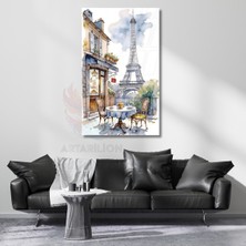 Artarilion Sulu Boya Görünümlü Cam Paris Eyfel Kulesi Tablo Cam Tablo