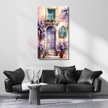 Artarilion Cam Manzara Mor Kapı Çiçekler Cam Hd Dijital Baskı Tablo Salon Tablosu