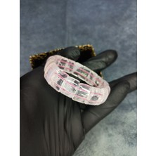 Mos Tespih Pembe Kuvars  Doğal Taş Rolex Bileklik