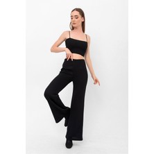 Yarım Ispanyol Paça Lastikli Kaşkorse Pantolon