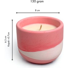 Candle Purr Cinnamon Frost 130G Soya Mumu - El Yapımı Dalgalı Desenli Pembe & Beyaz Beton Kapta