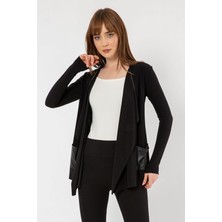 Laranor Şal Yaka Deri Cep Detay Hırka