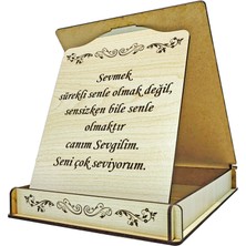 C-Tasarım Sevgililer İçin Kapaklı Ahşap Plaket (Hediye Kutusu) Lazer Kazıma Güzel Sözler (Kişiye Özel)