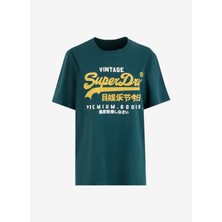 Superdry Bisiklet Yaka Yeşil Erkek T-Shirt M1012001A8UM_DUO Vıntage Logo T Shı