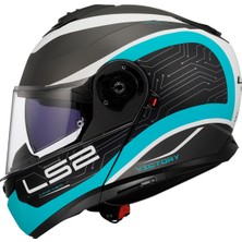 Ls2 Strobe 2 Vıctory Çene Açılır Motosiklet Kaskı Tıtanıum-Beyaz-Metal Mavi