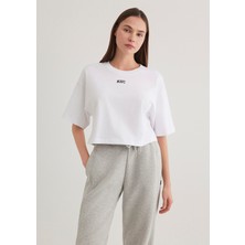 Mavi Mavi Logo Baskılı Beyaz Crop Tişört 1611585-620