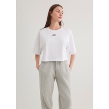 Mavi Mavi Logo Baskılı Beyaz Crop Tişört 1611585-620