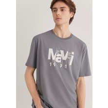 Mavi Mavi Logo Baskılı Gri Tişört 0612461-80020