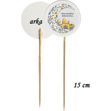 TM Tasarım Mağazası 15  cm  uzun kürdan - 20 adet dekoratif miraç kandiliniz mübarek olsun baskılı kürdan
