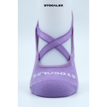 Stocalze Kadın Pilates Çorabı. 3'lü Kutulu Siyah Beyaz Mor Pembe Yeşil Renkli Kadın Yoga Çorabı. Kaydırmaz Silikon Tabanlı  Pilates Çorabı