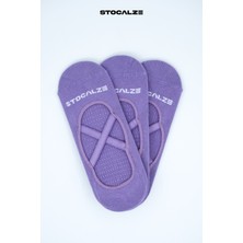 Stocalze Kadın Pilates Çorabı. 3'lü Kutulu Siyah Beyaz Mor Pembe Yeşil Renkli Kadın Yoga Çorabı. Kaydırmaz Silikon Tabanlı  Pilates Çorabı