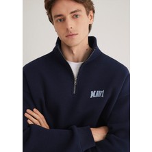 Mavi Mavi Logo Baskılı Yarı Fermuarlı Lacivert Sweatshirt 0S10208-70497
