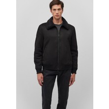 Mavi Suni Kürk Detaylı Siyah Suni Süet Ceket 0110450-900