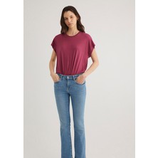 Mavi Düşük Omuz Pembe Basic Tişört 1611649-70919