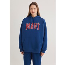 Mavi Mavi Logo Baskılı Kapüşonlu Lacivert Sweatshirt 1600361-82625