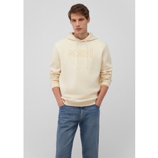 Mavi Mavi Logo Baskılı Kapüşonlu Bej Sweatshirt 0610941-70055
