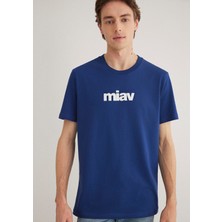 Mavi Erkek Miav Baskılı Lacivert Tişört 067153-70722