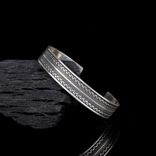 Tesbih Sepetim 925  AyarGümüş Örgü Motifli Erkek Kelepçe Bileklik Modeli