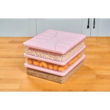 Saklama Kabı Soft Kapak 3 Adet 3 Litre Pudra Pembe Dondurucu Kabı