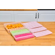 Saklama Kabı Soft Kapak 3 Lü Set (  2 Adt 1.1 Lt ) + ( 1 Adt 3 Lt ) Pudra Pembe Dondurucu Kabı
