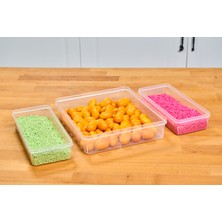 Saklama Kabı Soft Kapak 3 Lü Set (  2 Adt 1.1 Lt ) + ( 1 Adt 3 Lt ) Pudra Pembe Dondurucu Kabı