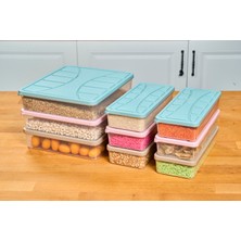 Saklama Kabı Soft Kapak 3 Lü Set (  2 Adt 1.1 Lt ) + ( 1 Adt 3 Lt ) Su Yeşili Dondurucu Kabı