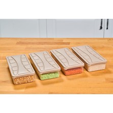 Saklama Kabı Soft Kapak 4 Adet 1.1 Lt Kum Beji Dondurucu,erzak Kabı